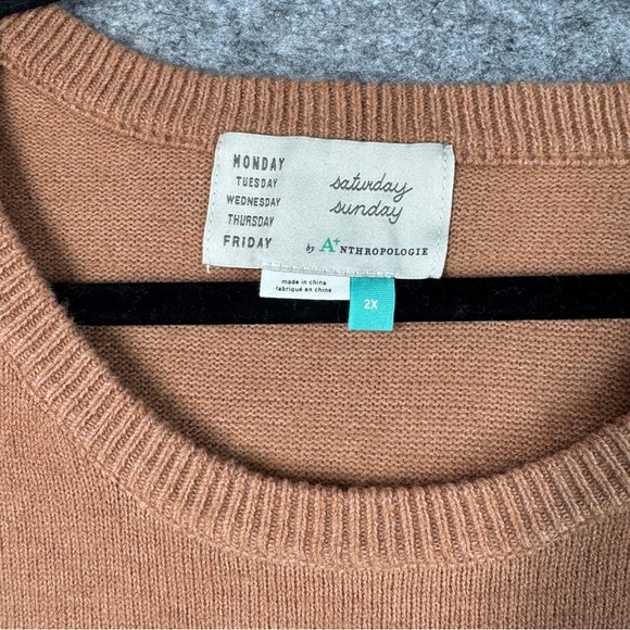 Saturday Sunday by Anthropologie Tan Cream Striped Relaxed Fit Sweater Size 2X - Picture 3 of 12